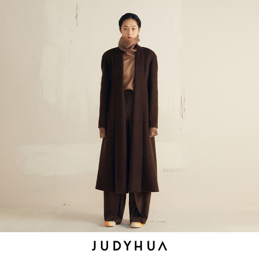 JUDYHUA 翻领收腰双面呢大衣 商品图0