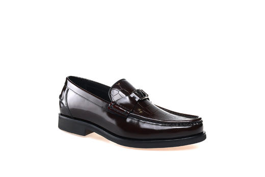 豪麟名鞋都彭男鞋牛皮革商务鞋E32245425酒红色 商品图0