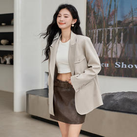 西遇韩式宽肩西装女早春新款通勤廓形设计感气质休闲外套12038415