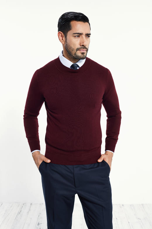 【羊毛衫断码清 多色可选】占姆士男士商务纯色100%羊毛套头开衫羊毛衫   多色可选 商品图1