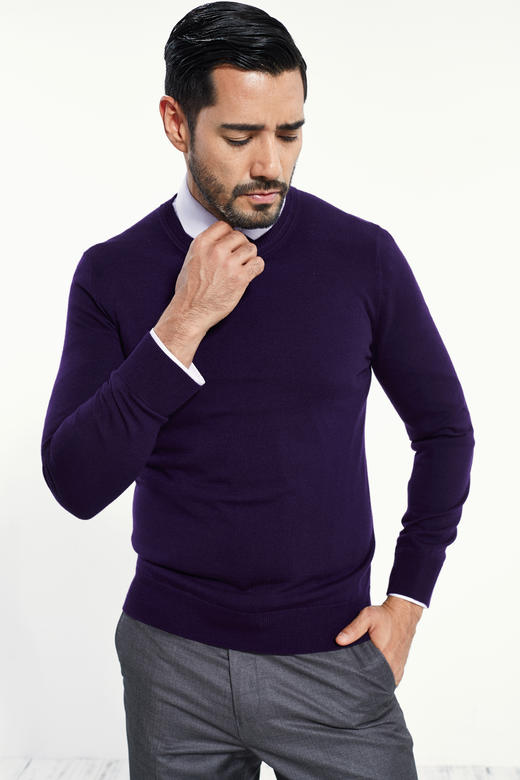 【羊毛衫断码清 多色可选】占姆士男士商务纯色100%羊毛套头开衫羊毛衫   多色可选 商品图2