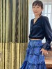 TYNVIE 雪纺木耳边装饰花瓣袖长袖上衣-藏青 商品缩略图4