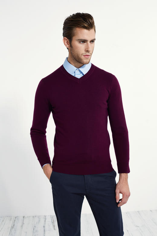 【羊毛衫断码清 多色可选】占姆士男士商务纯色100%羊毛套头开衫羊毛衫   多色可选 商品图3