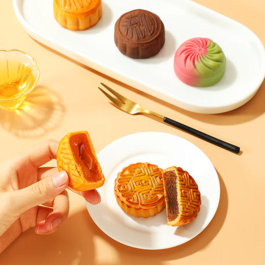 味滋源月享佳礼8枚奶黄流心2层提篮月饼礼盒388g 商品图4