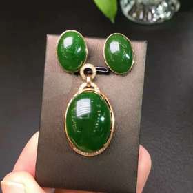碧玉菠菜绿-辣绿-吊坠耳钉