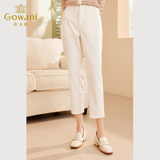 Gowani乔万尼秋季新品休闲裤气质百搭白色长裤ET3F620001 商品图3