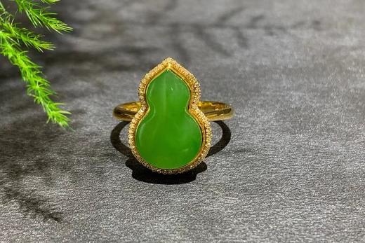 【御珠宫坊】金镶碧玉葫芦戒指 商品图3