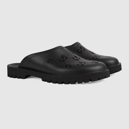 GUCCI 古驰 男士穿孔 GG 橡胶拖鞋 黑色 655517 JFB00 1000 商品图0