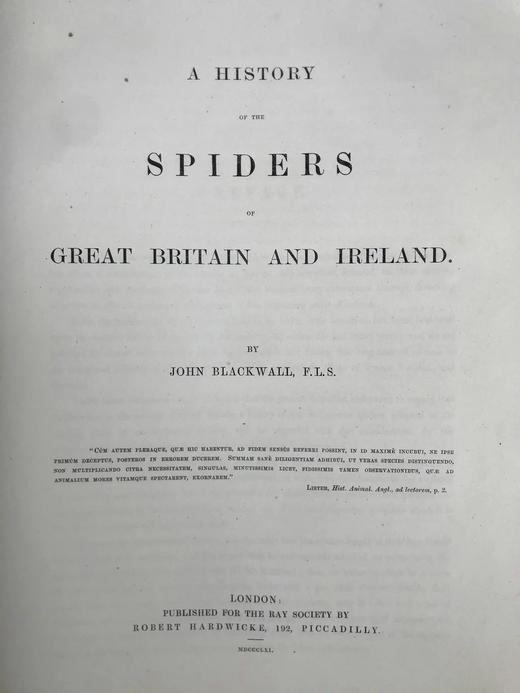 1861-1864年 大不列颠与爱尔兰蜘蛛史（全2卷） 29页手工上色版画插图 平装8开 商品图2