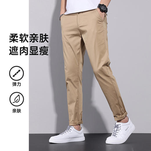 纯棉半松紧腰【新款DQ】大依优型大码男装小脚休闲裤加肥加大号肥佬宽松大号休闲长裤水洗棉Y 商品图6