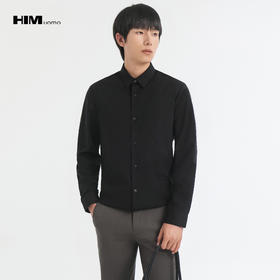 HIM漢崇  字母刺绣长袖衬衫男日常通勤商务正装修身衬衣 2025秋季