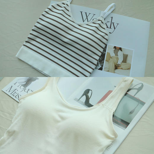 内衣一体式打底背心 桑蚕丝背心款&螺纹美背裹胸吊带款 商品图0