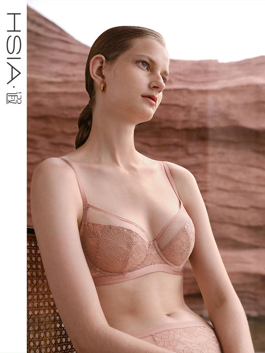 HSIA遐内衣性感3/4杯防凸点微聚拢胸罩蕾丝新态度轻薄文胸【蕾丝新态度】 商品图0