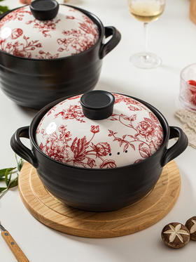摩登主妇玫瑰假日砂锅炖锅家用燃气耐高温陶瓷锅煲汤沙锅石锅汤锅