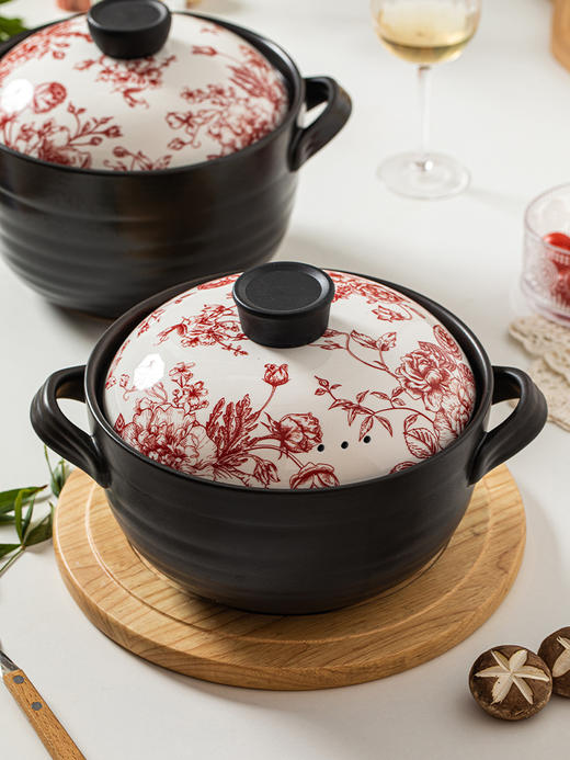 摩登主妇玫瑰假日砂锅炖锅家用燃气耐高温陶瓷锅煲汤沙锅石锅汤锅 商品图0
