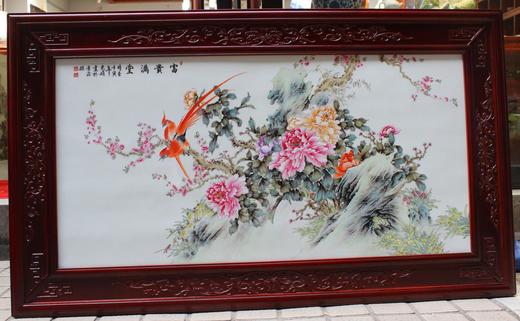粉彩花鸟富贵满堂瓷板 商品图0