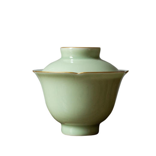 茶香记 南山夏 莫奈绣球葵口盖碗 豆青釉 温润清雅 古韵之美 商品图4