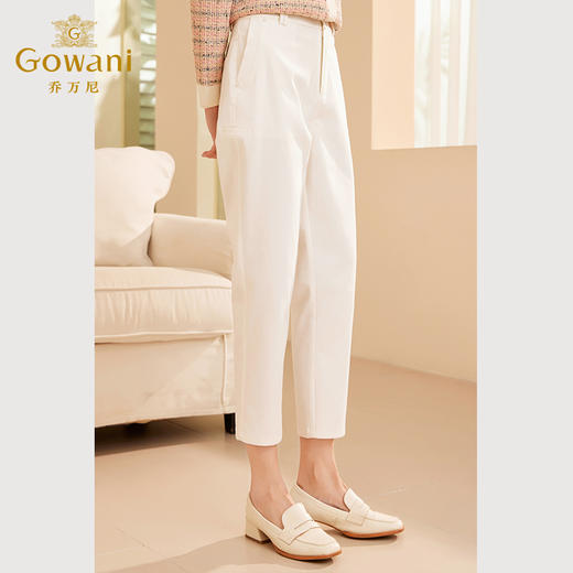 Gowani乔万尼秋季新品休闲裤气质百搭白色长裤ET3F620001 商品图1