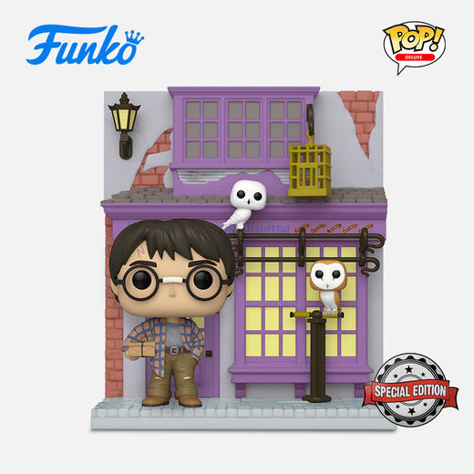 Funko POP Deluxe 哈利波特对角巷哈利与咿啦猫头鹰商店限定款手办摆件 58135 商品图0
