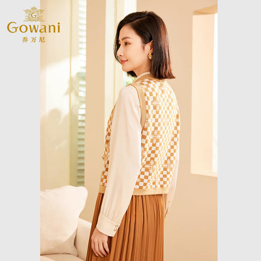 乔万尼秋款羊毛马甲棋盘格设计毛针织衫ET3M759 商品图3