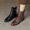 时尚褶皱及裸靴，真皮侧拉链短靴OFSM-OF6802R 商品缩略图4