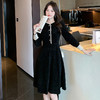 秋季新款气质女装圆领长袖显瘦中长裙拼接法式灯芯绒连衣裙HT-5021 商品缩略图1