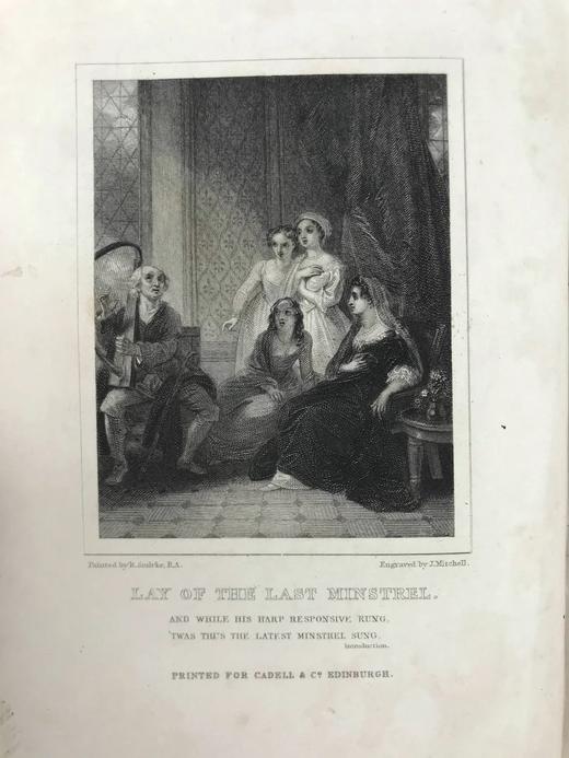 1830年 司各特诗集（卷5：最后一个吟游诗人的歌） 1幅版画插图 真皮精装大32开 商品图2