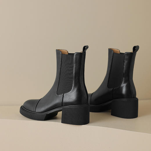 黑色厚底显瘦靴，粗跟靴子短靴YT-958-16 商品图7