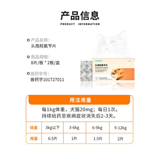 lanboto狗狗猫咪头孢消炎药皮肤炎症呼吸道泌尿道炎感冒咳嗽抗菌消炎通用 商品图5
