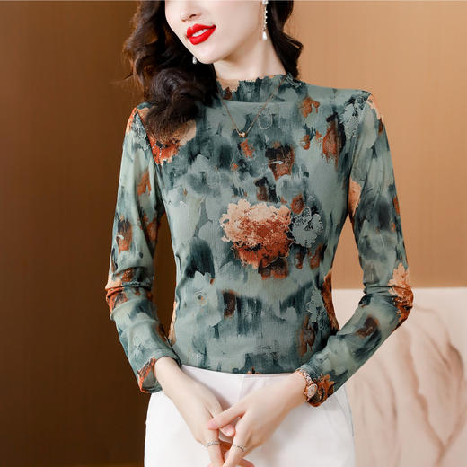 KQL-326H2328现货2023秋季新款长袖套头打底衫半高领显瘦上衣时尚洋气小衫 商品图1