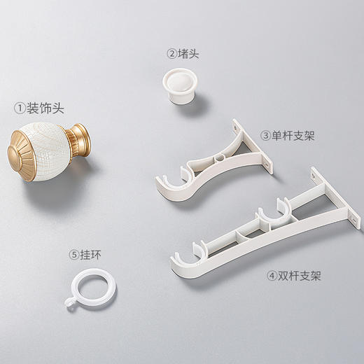 #罗马杆 #金蝉现代简约格子纹圆头罗马杆窗帘杆 商品图4