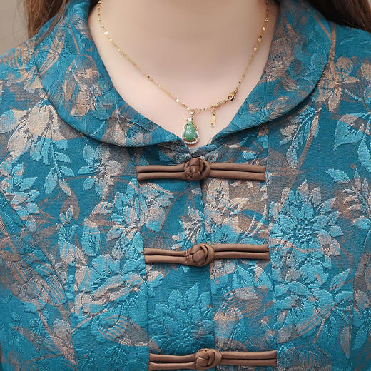 秋季新款，拼结假两件复古改良中长款A字裙妈妈装印花连衣裙QYM-KED-1306 -Y 商品图3