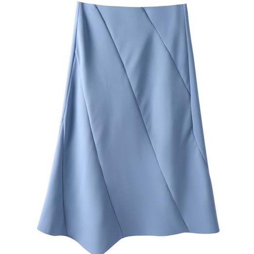 百姿 纯色拼接半身裙2023秋季新款轻熟高腰显瘦百搭A字裙231045 商品图4