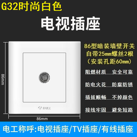 【DZ】公牛BULL G32系列86型暗装墙壁开关电视插座(白色)