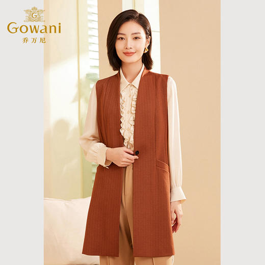 乔万尼秋新品中长款马甲收腰设计显瘦ET3H631 商品图2