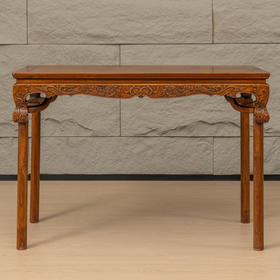 清 红木螭龙纹展腿霸王枨半桌