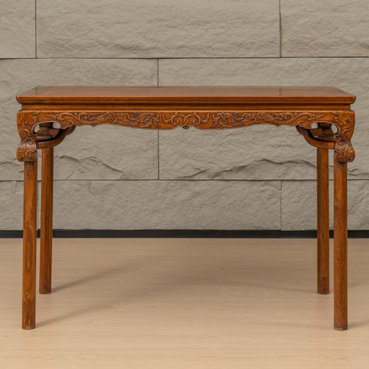 清 红木螭龙纹展腿霸王枨半桌 商品图0