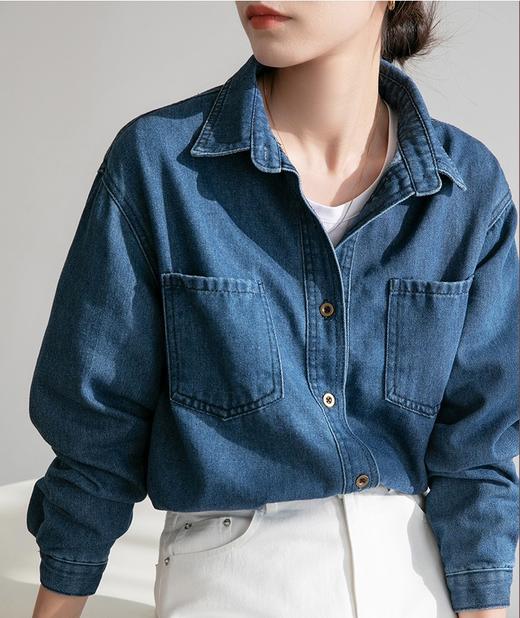 【减龄百搭】AILISCOCO港风复古牛仔衬衫 挺括有型 显瘦不挑人 商品图4