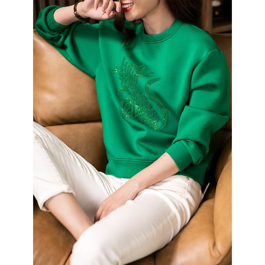 【秋季新款】圆领刺绣卫衣女2023秋季新款韩版百搭宽松休闲显瘦上衣外套 商品图2