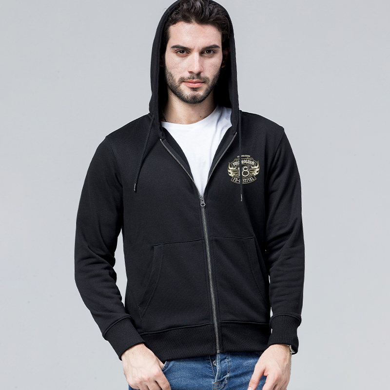 18周年英雄会A款毛圈拉链带帽卫衣开衫机车越野图原创设计团队服 NMT-2030