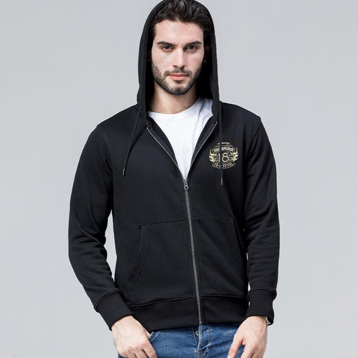 18周年英雄会A款毛圈拉链带帽卫衣开衫机车越野图原创设计团队服 NMT-2030 商品图0