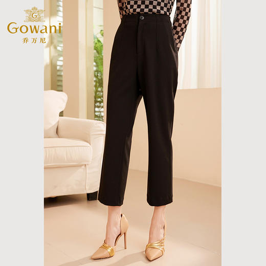 Gowani乔万尼秋新款哈伦裤简约显瘦黑色长裤ET3F618501 商品图1