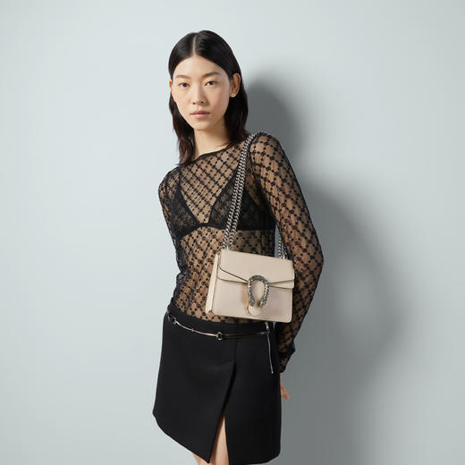 【一】GUCCI 古驰 女士 Dionysus系列 皮革迷你单肩包 白色 421970 0K7JN 9680 商品图3