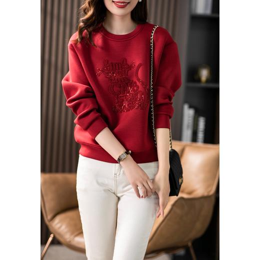 【秋季新款】圆领刺绣卫衣女2023秋季新款韩版百搭宽松休闲显瘦上衣外套 商品图0