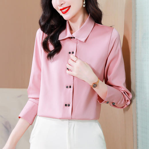 秋季新款，时尚经典纯色双排扣设计简约时尚百搭大码衬衫KQL-B24N2335 商品图6