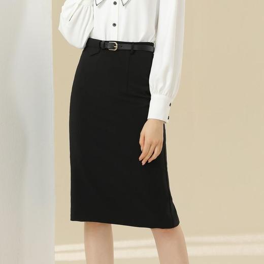 百姿 气质包臀半身裙开叉中裙显瘦时尚百搭高腰包臀 商品图0