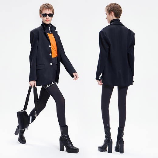 TITIKA ACTIVE瑜伽服秋季纯黑运动西装女休闲空气感免烫外套oversized  38J71100 商品图1