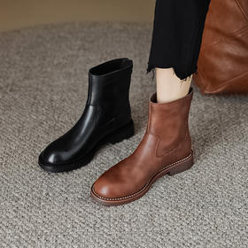 时尚气质，真皮平底短靴OFSM-OF6816R