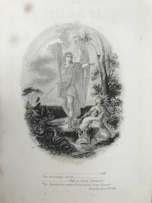 约19世纪后期 弥尔顿诗集 6幅钢版画插图 漆布精装32开 商品图3