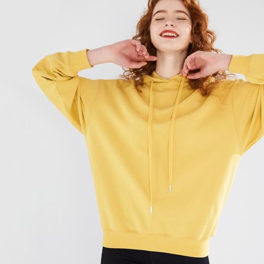 【秋季新款】黄色连帽卫衣女2023秋季新款韩版宽松大码显瘦上衣休闲外套 商品图0